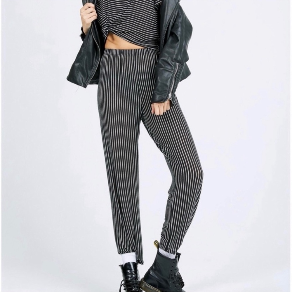 Vintage Joah Brown Rare Pinstripe Light & Slinky Pants S/M Great for Travel!